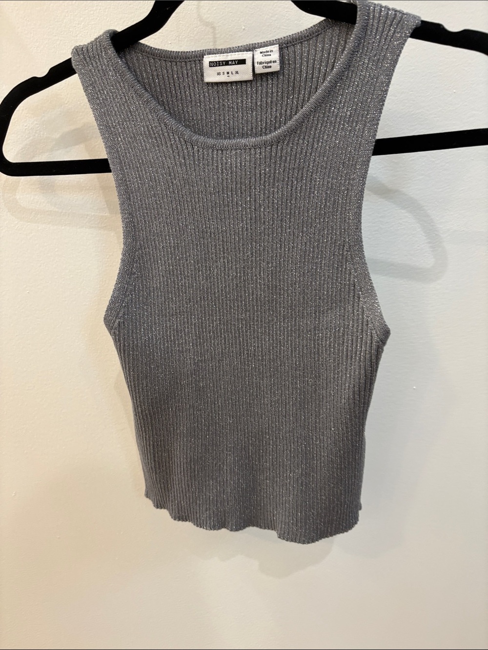 Noisy May Gray Metallic Ribbed Tank